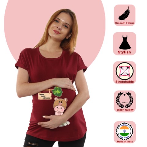 8 539 Women Pregnancy feeding Tshirt with Mamma dhokla version 2 Printed Design