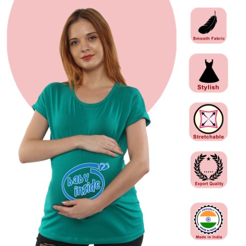 8 578 Women Pregnancy feeding Tshirt with BabyInside Printed Design