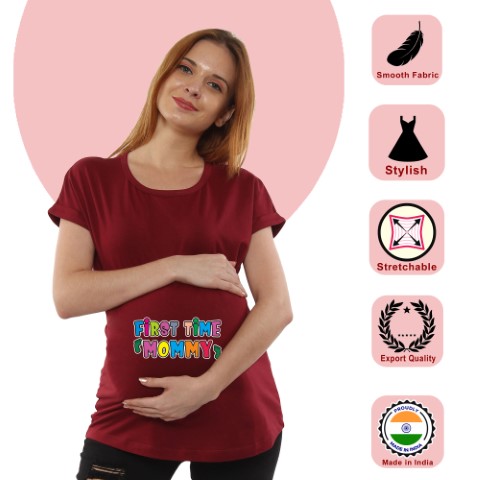 8 640 Women Pregnancy feeding Tshirt with First time mommy Printed Design