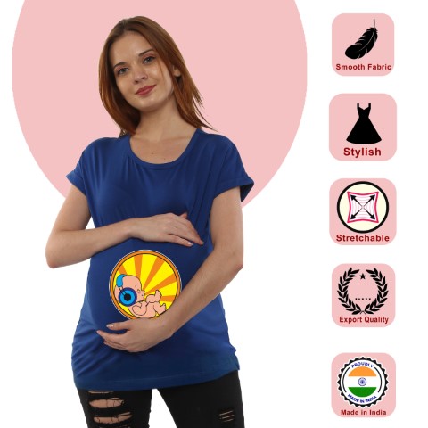 8 657 Women Pregnancy feeding Tshirt with Music baby Printed Design