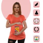 8 724 Women Pregnancy feeding Tshirt with Ma pizza Printed Design