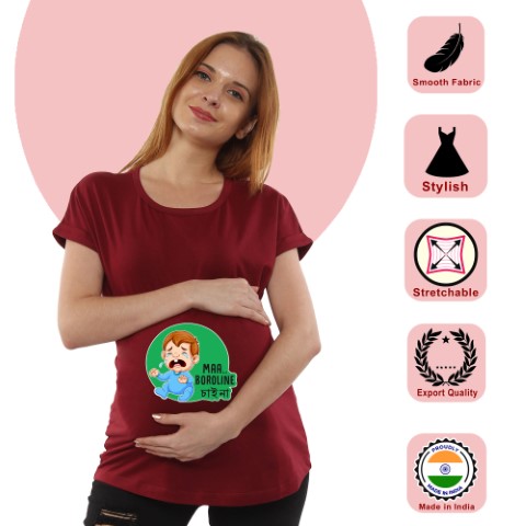 8 732 Women Pregnancy feeding Tshirt with Maa boroline Printed Design