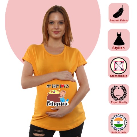 8 782 Women Pregnancy feeding Tshirt with Baby love biryani Printed Design