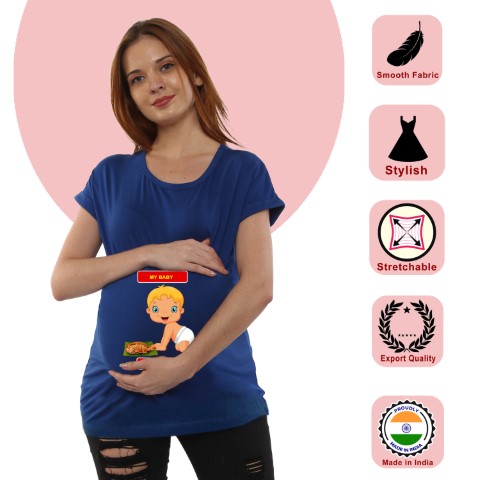 8 797 Women Pregnancy feeding Tshirt with Carving for fish Printed Design