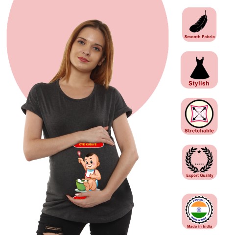 8 805 Women Pregnancy feeding Tshirt with Ek lassi hojae Printed Design