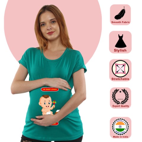 8 818 Women Prgnancy feeding Tshirt with Rosagulla Printed Design