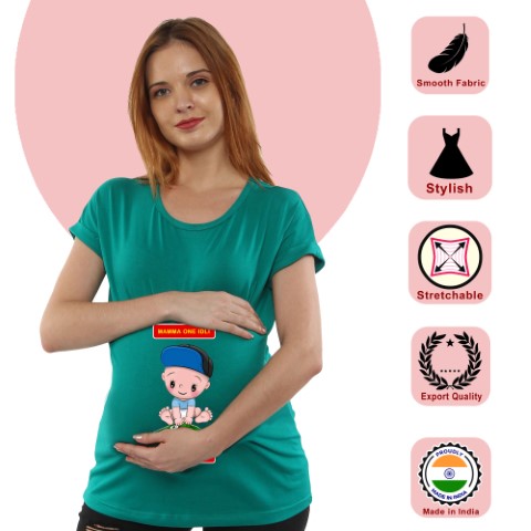 8 838 Women Pregnancy feeding Tshirt with Idli Printed Design