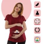 8 845 Women Pregnancy feeding Tshirt with Flying baby zip Printed Design