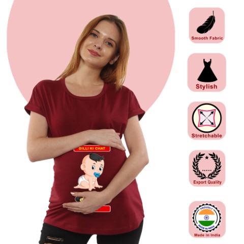 8 872 Women Pregnancy feeding Tshirt with Dili ki chat dilado Printed Design